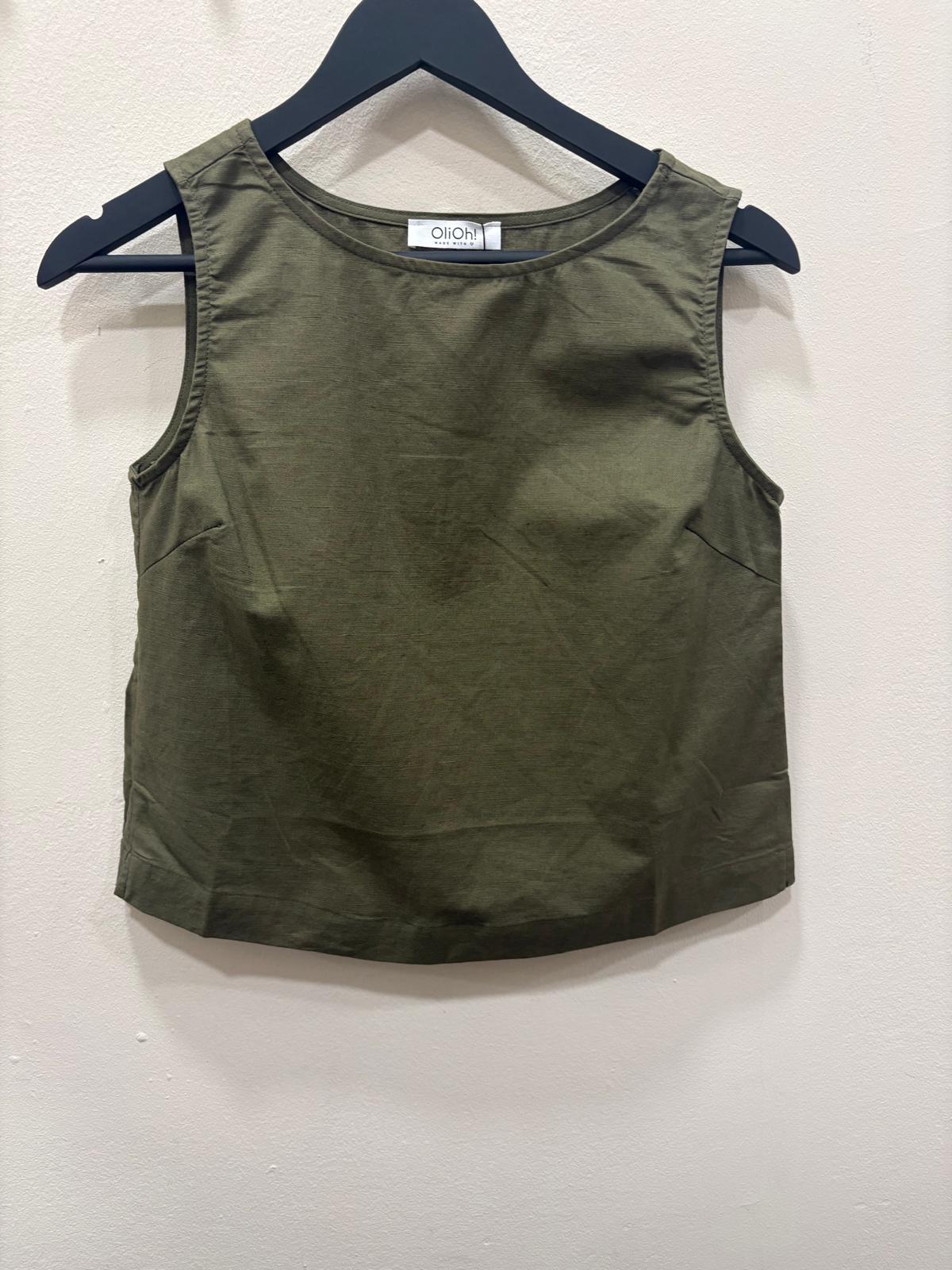 top verde de lino
