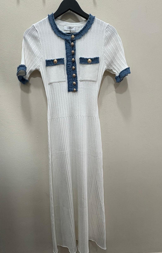 Vestido de punto denim combinado