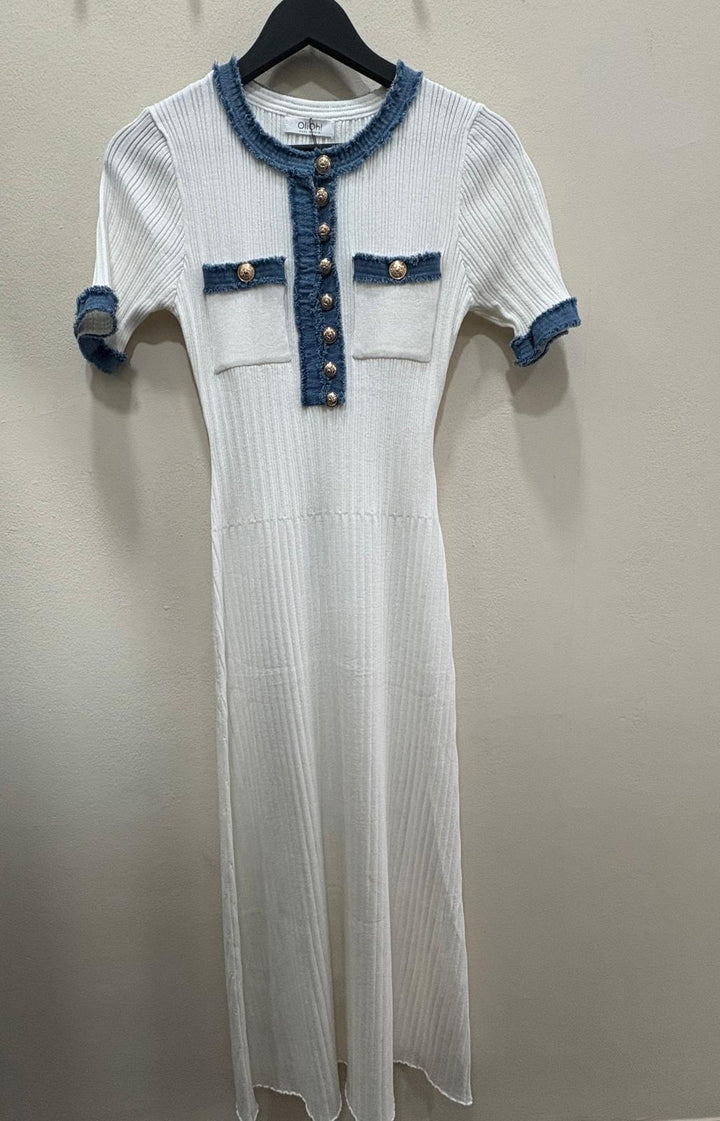 Vestido de punto denim combinado