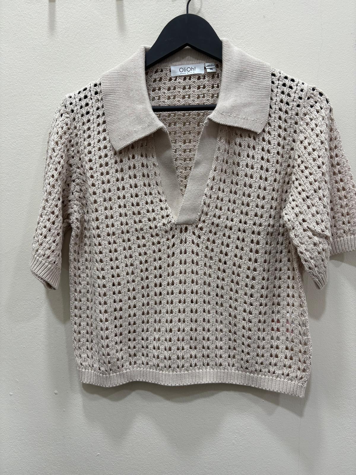 Jersey de malla manga corta cuello polo