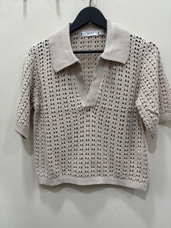 Jersey de malla manga corta cuello polo