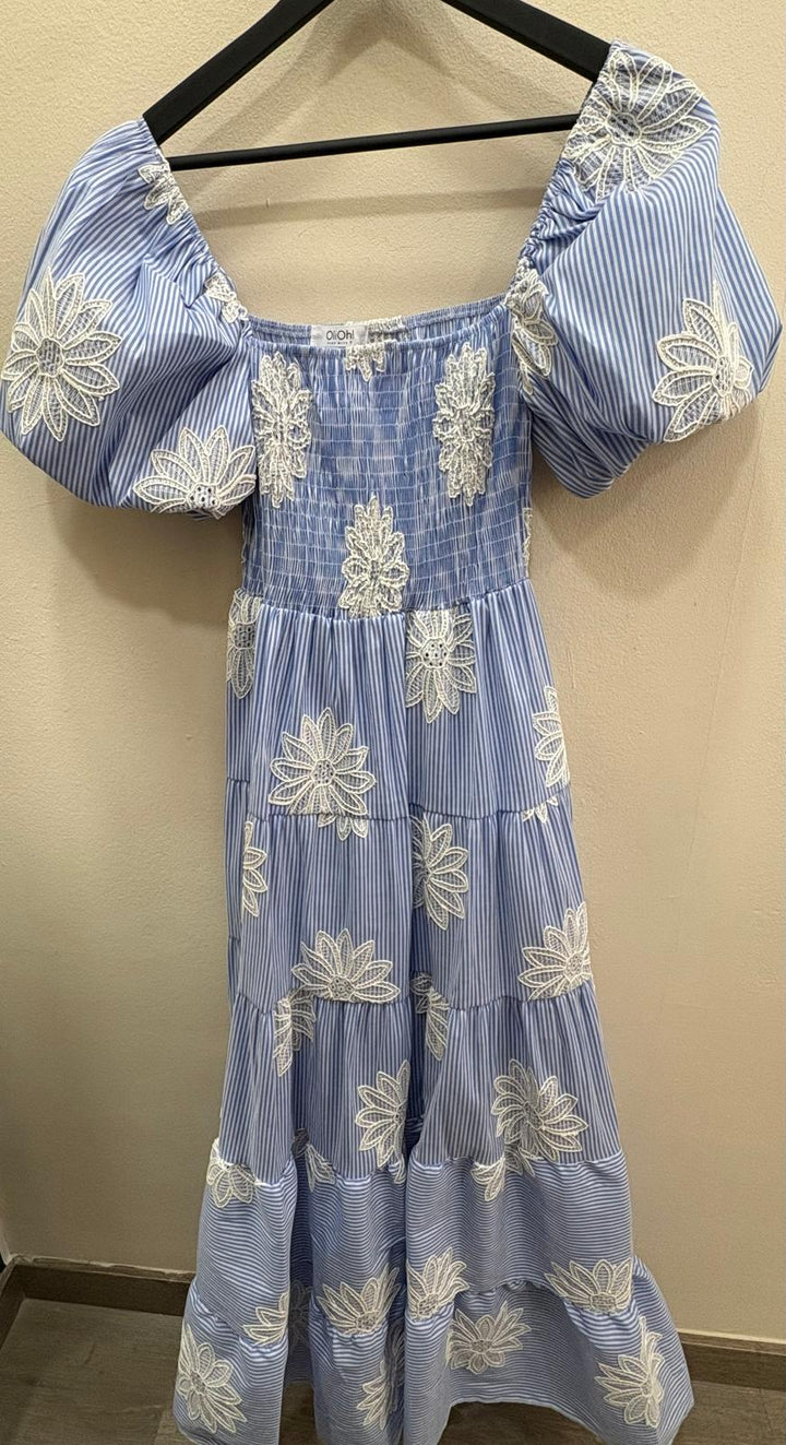 vestido a rayas de algodón largo