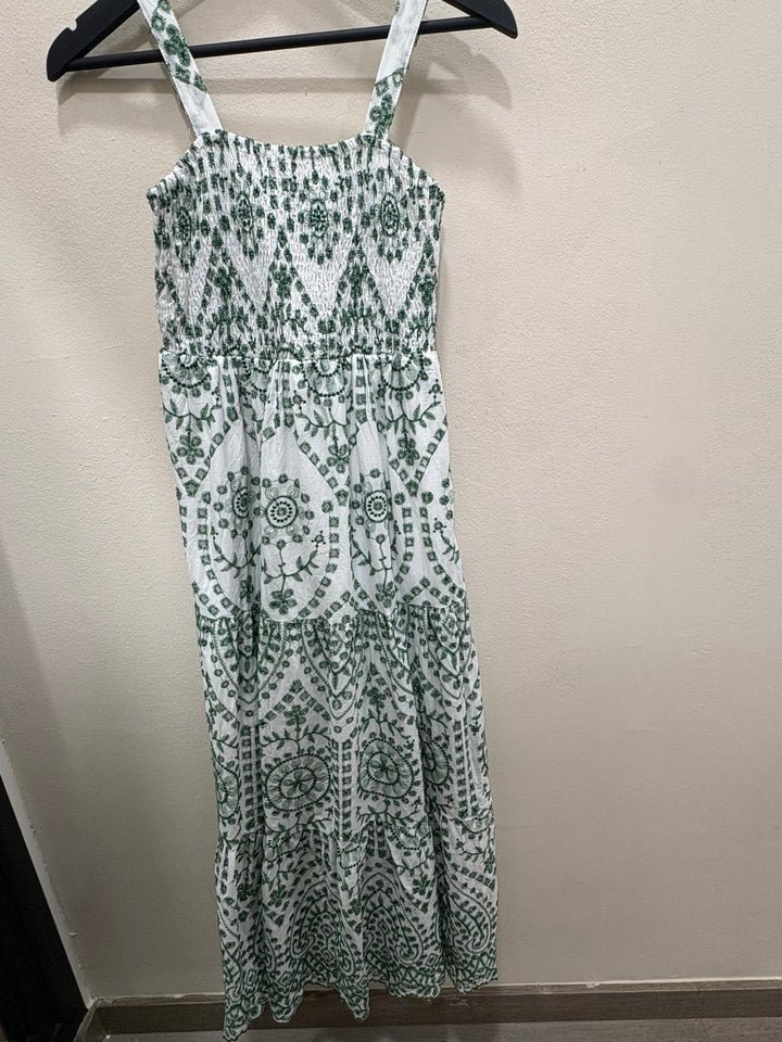 vestido de tira bordada tres colores