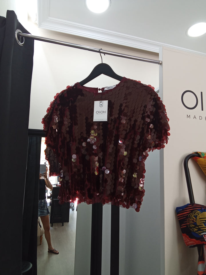 Conjunto Burdeos lentejuelas
