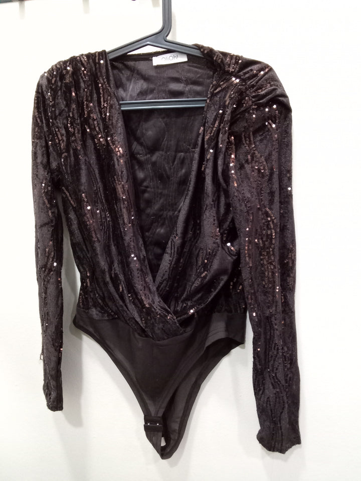 Body lentejuelas marrón